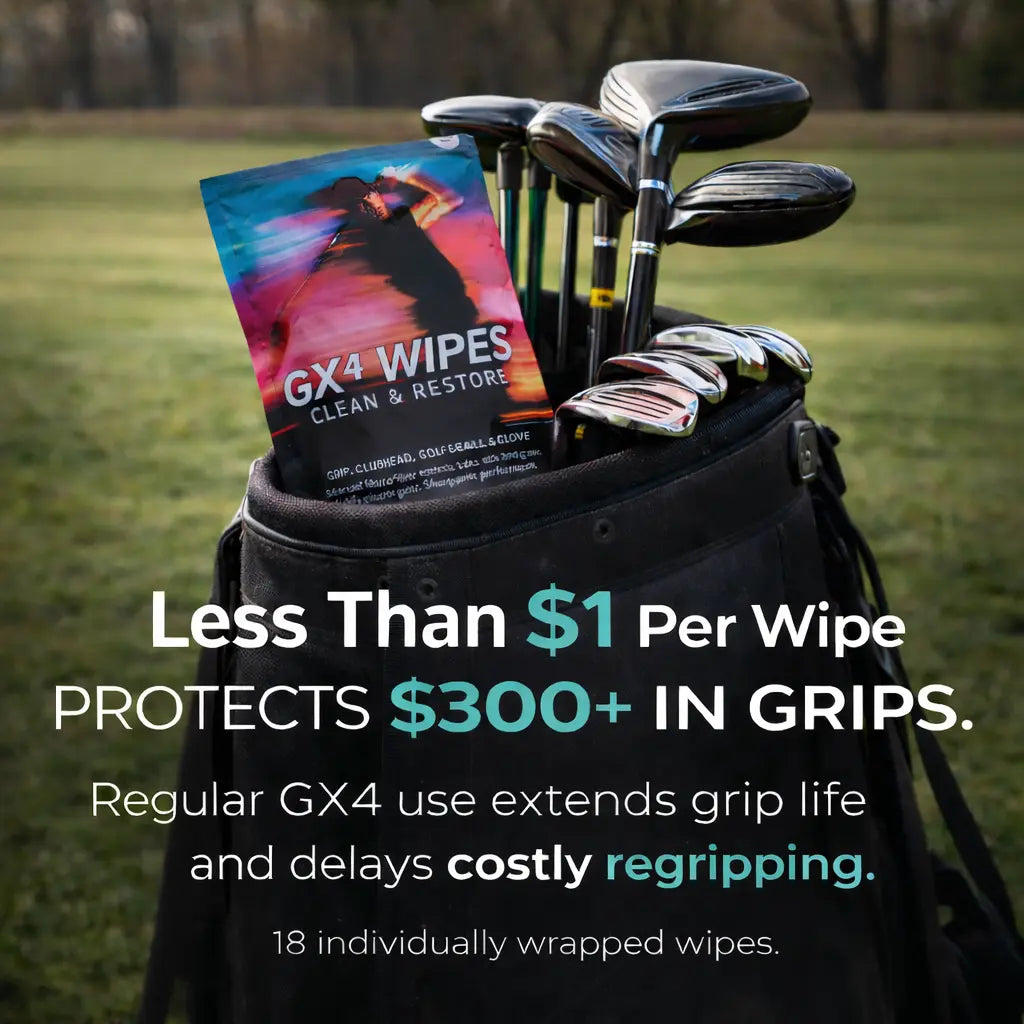 GX4 Microscrub Golf Grip Restore Wipes – 18 Individually Wrapped Dual Texture Microscrub Wipes for Golf Grips. Restores Tack, Removes Sweat & Oils – No Mess, Better Swing Control and Contact