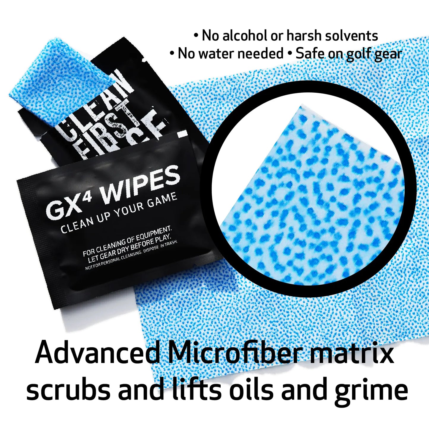 GX4 Microscrub Golf Grip Restore Wipes – 18 Individually Wrapped Dual Texture Microscrub Wipes for Golf Grips. Restores Tack, Removes Sweat & Oils – No Mess, Better Swing Control and Contact