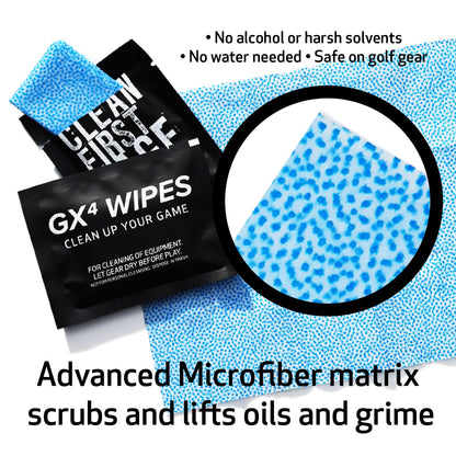 GX4 Microscrub Golf Grip Restore Wipes – 18 Individually Wrapped Dual Texture Microscrub Wipes for Golf Grips. Restores Tack, Removes Sweat & Oils – No Mess, Better Swing Control and Contact